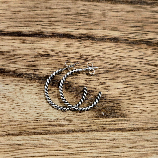 Sterling Silver Twist Hoop Earrings