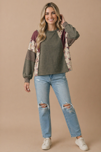 Mixed Patchwork Knit Top