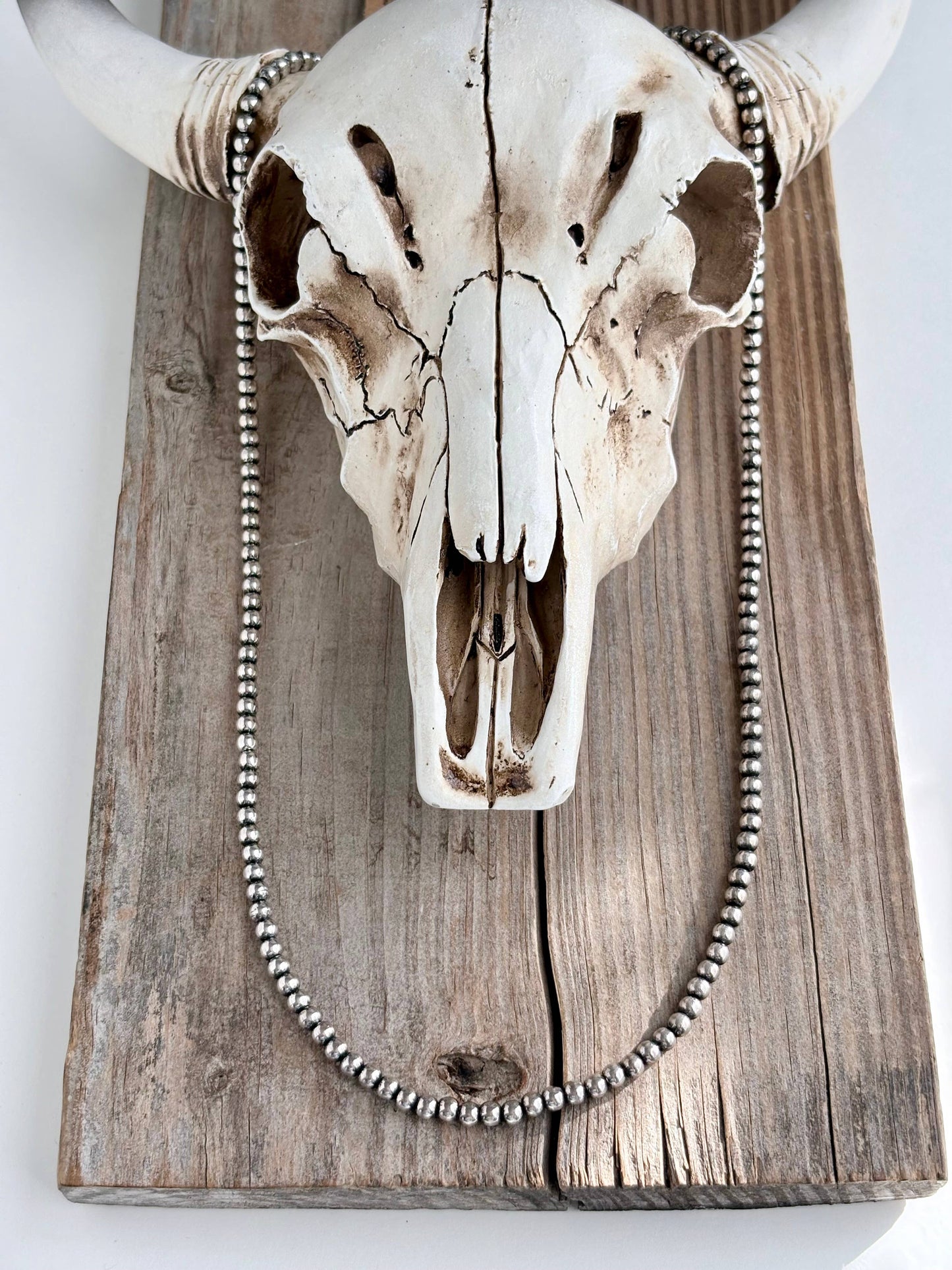 3mm Silver Pearl Bead Necklace