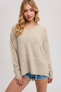 V-Neck Knit Sweater Pullover