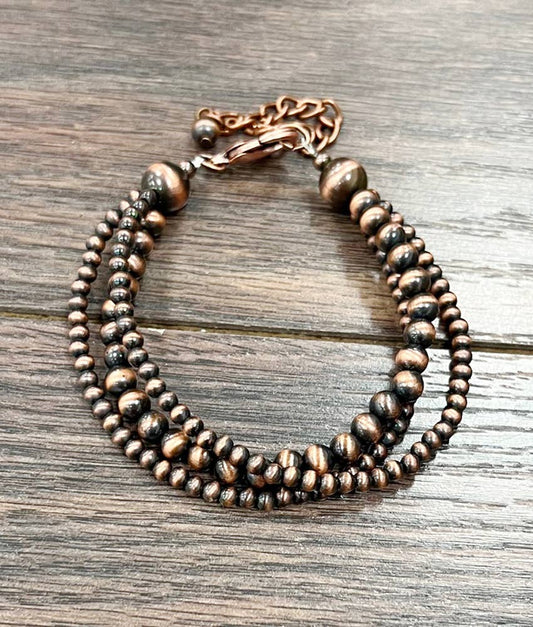 3 strand Copper Navajo Adjustable Bracelet