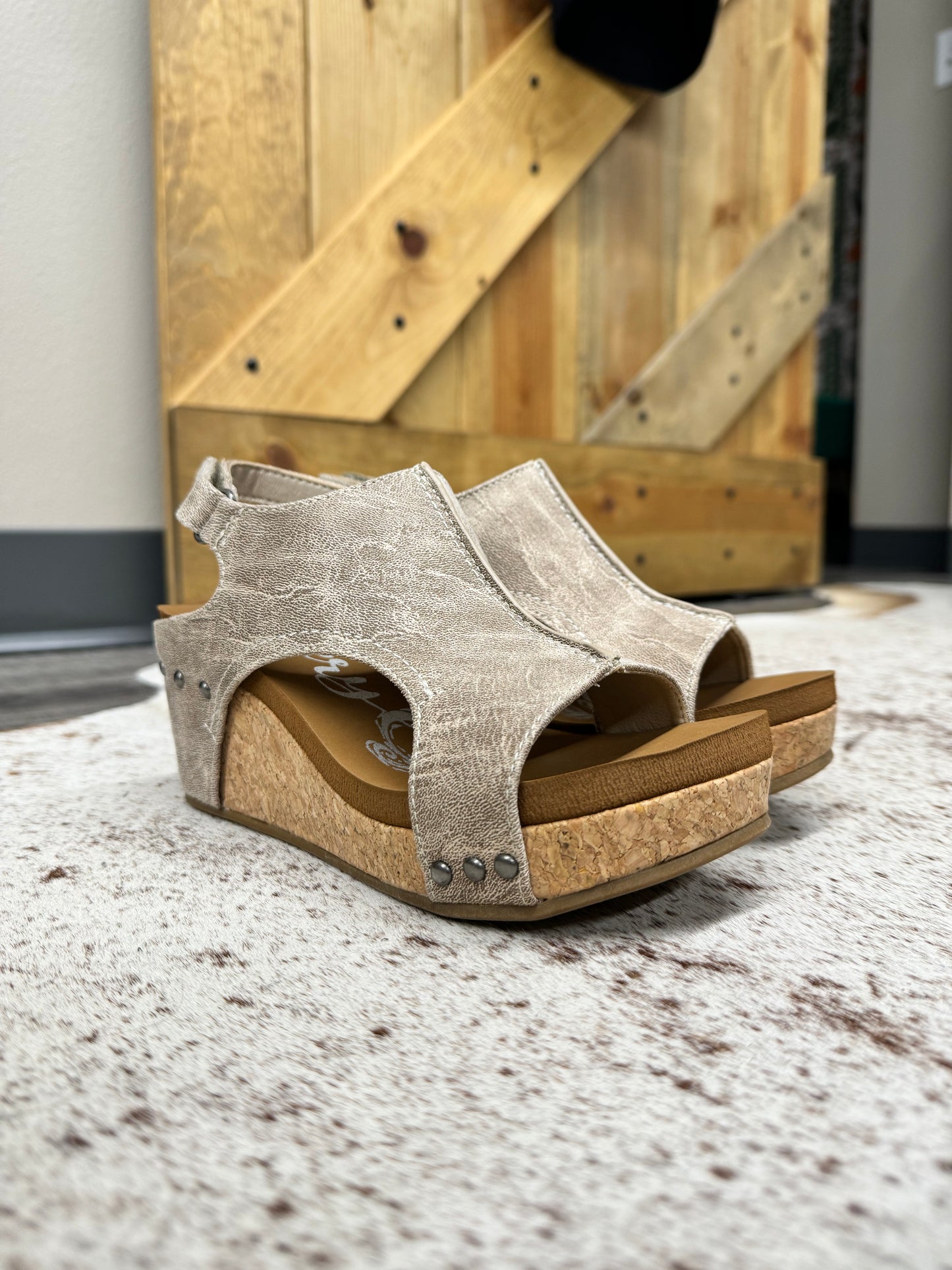 Light Faux Leather Wedge