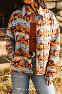 Desert Horse Printed Quilted Jacket