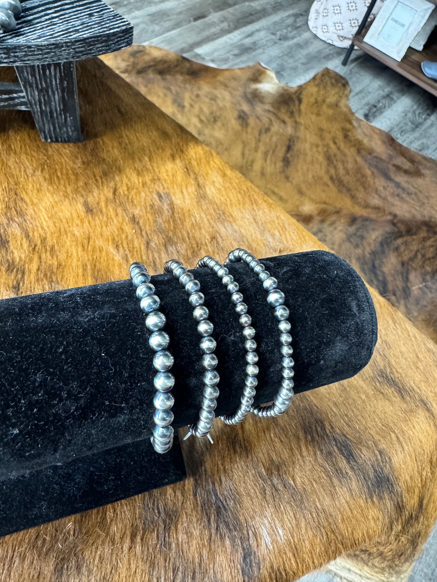 6" Sterling Silver Pearl Stretch Bracelet