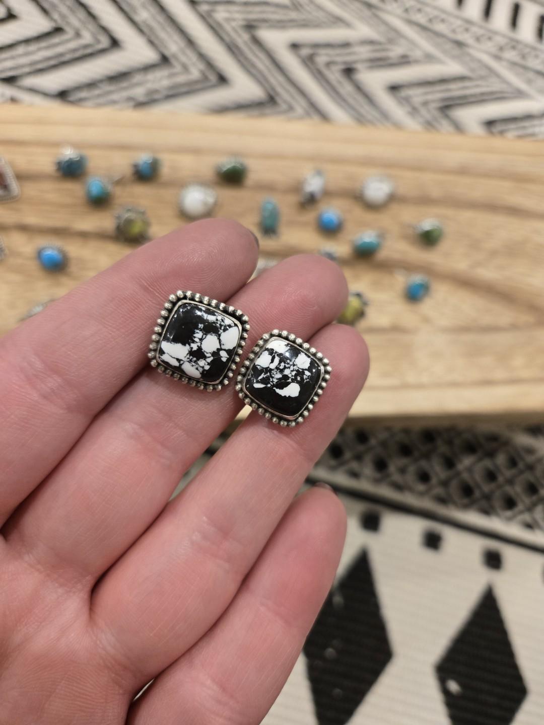 White Buffalo Composite Stud Earrings