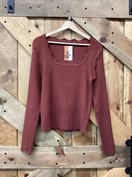 Scallop Long Sleeve Sweater