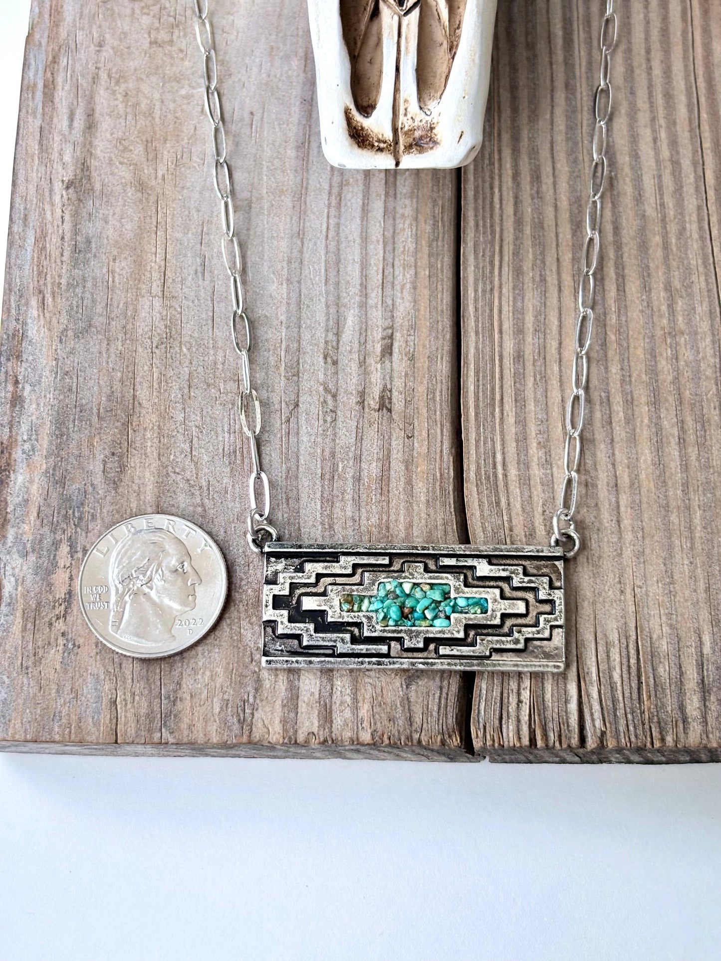 Turquoise Aztec Bar Necklace