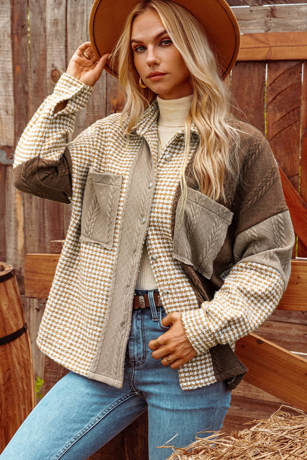 Patchwork Loose Shacket