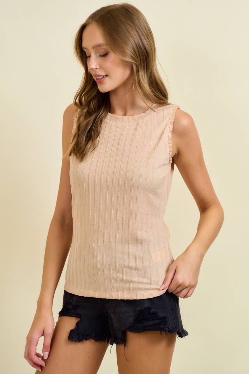 Textured Knit Ruffle Tank