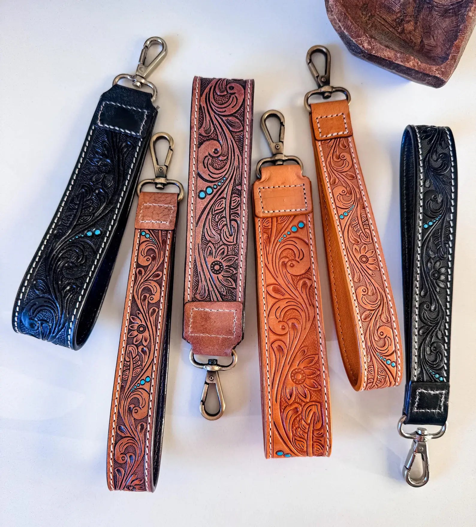 Hand Tooled Leather Keychain