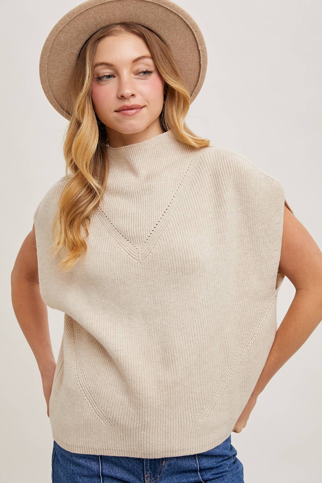 Mock Neck Dolman Knit Sweater