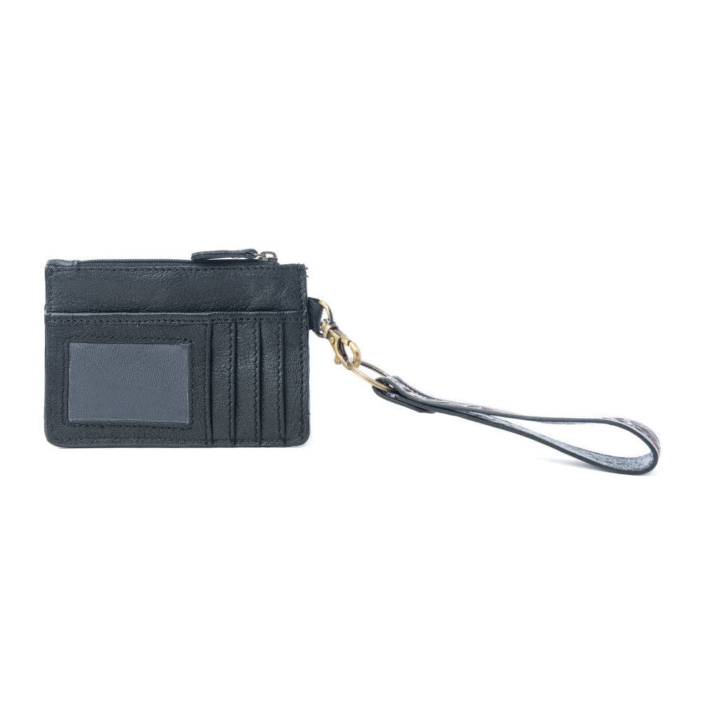 Apache Twilight Handtooled Hairon Leather Card Holder in Midnight Hide