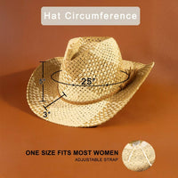 Two Tone Straw Braided Patches Cowboy Hat