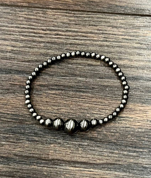 Polish Silver Bead Stretch Bracelet