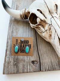 Western Turquoise Oval Stud Earrings 