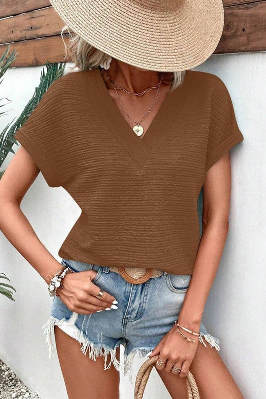 Textured V-neck Top