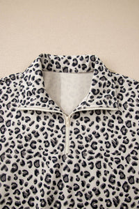 Beige Leopard Quarter Zip
