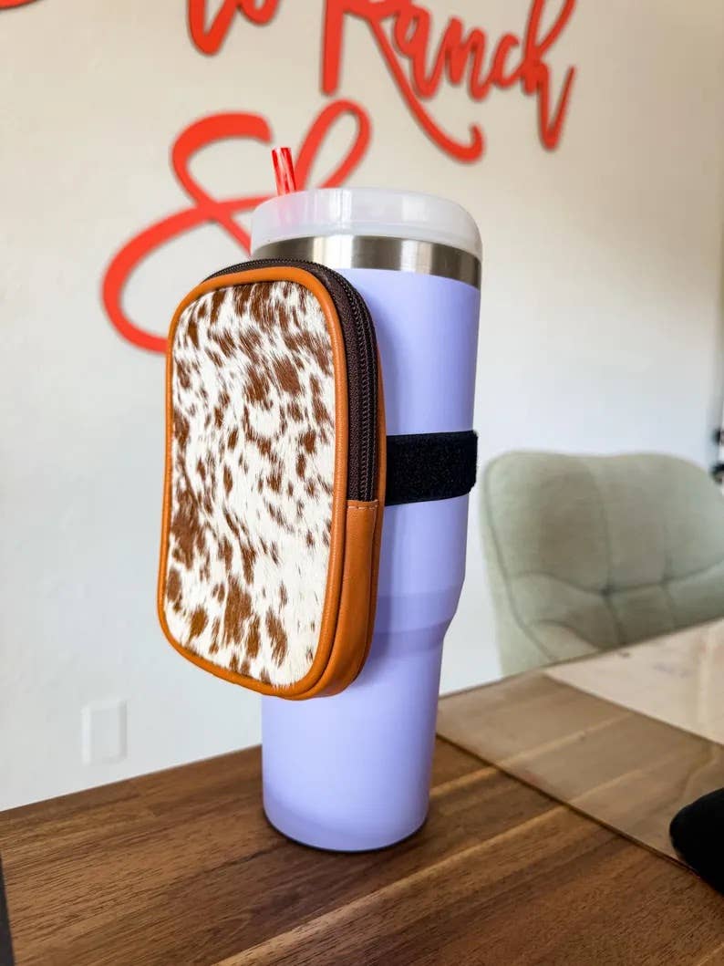 COWHIDE TUMBLER POUCH