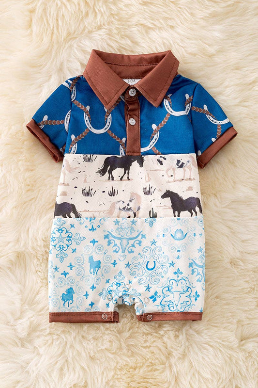 Western Block Print Romper