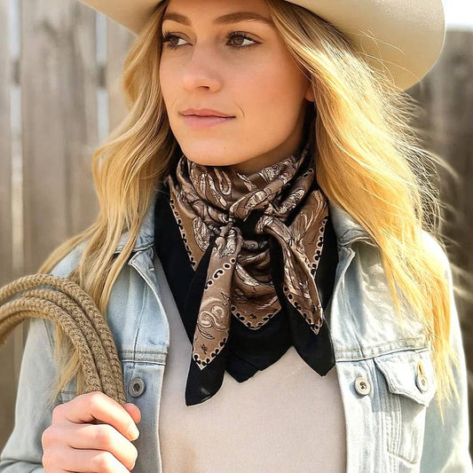 Black and Tan Floral Paisley Wild Rag