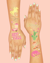Cowgirl Tats - 46 temporary kids tattoos Western Rodeo Horse