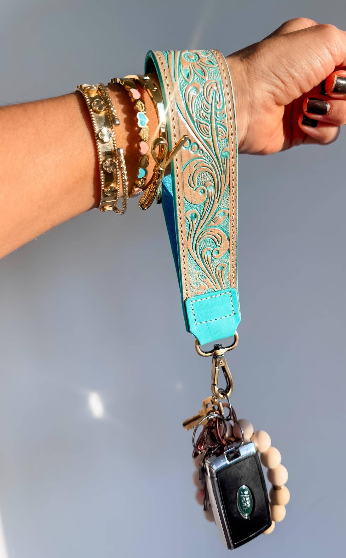 Hand Tooled Leather Keychain