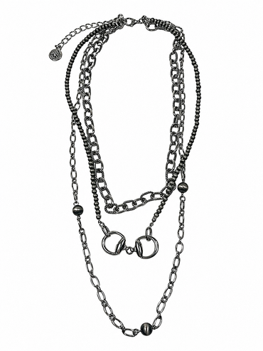 Multi-Layer Necklace w/ Bit Pendant