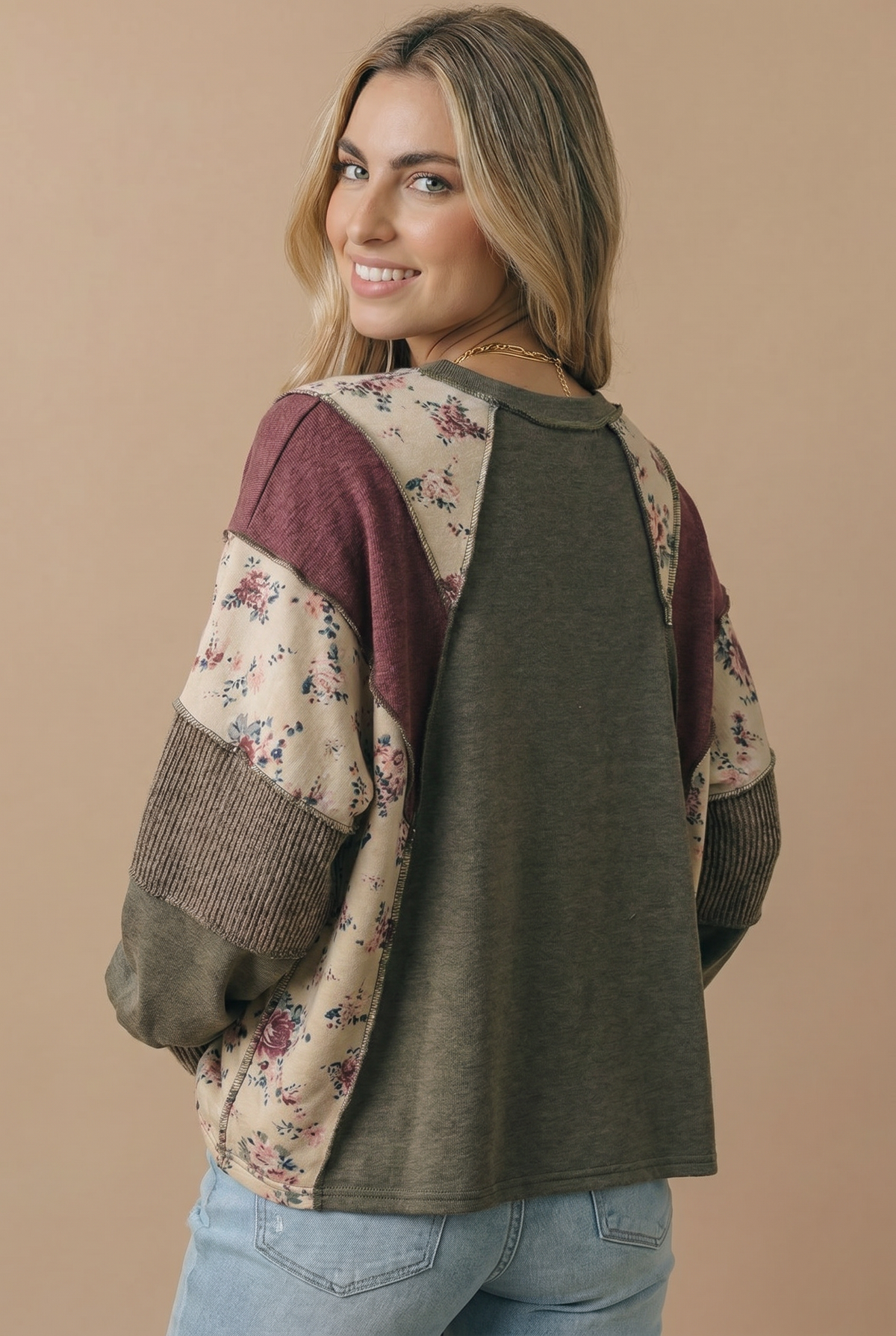 Mixed Patchwork Knit Top