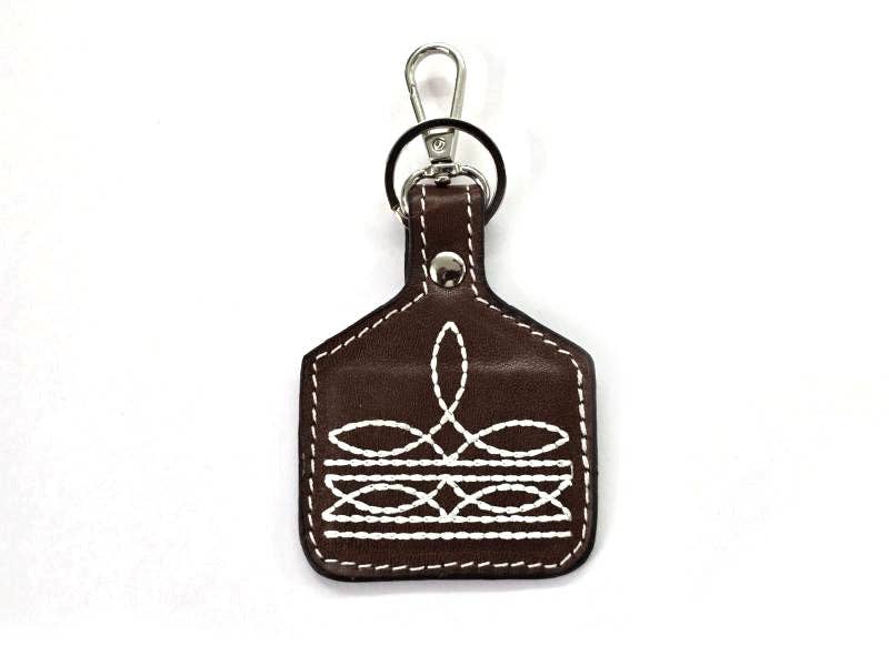 Western Boot Stitch Leather Keychain