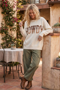 Howdy Graphic Oversized Sweater