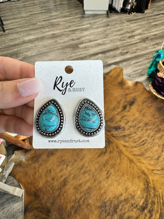 Faux Turquoise Teardrop  Earrings