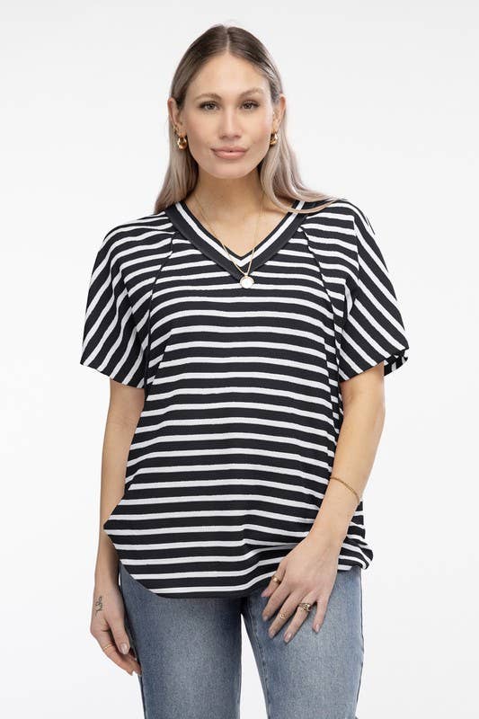 V Neck Stripe Top