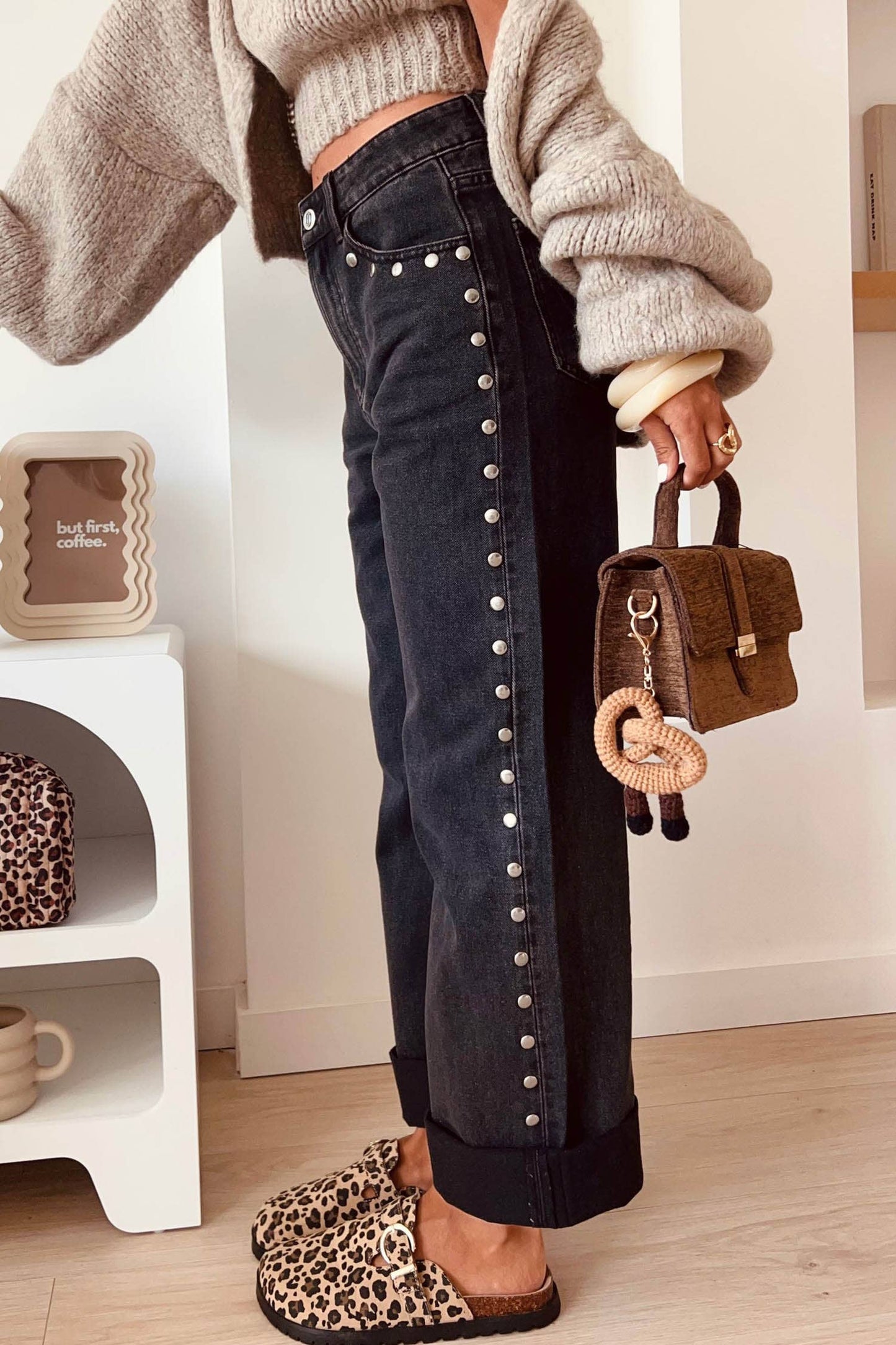 Studded Wide Leg Jeans
