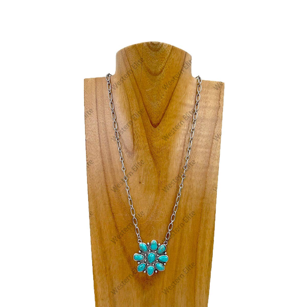 Turquoise Flower Concho Necklace