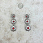 Silver Red Stone Center Flower Concho Dangle Earrings