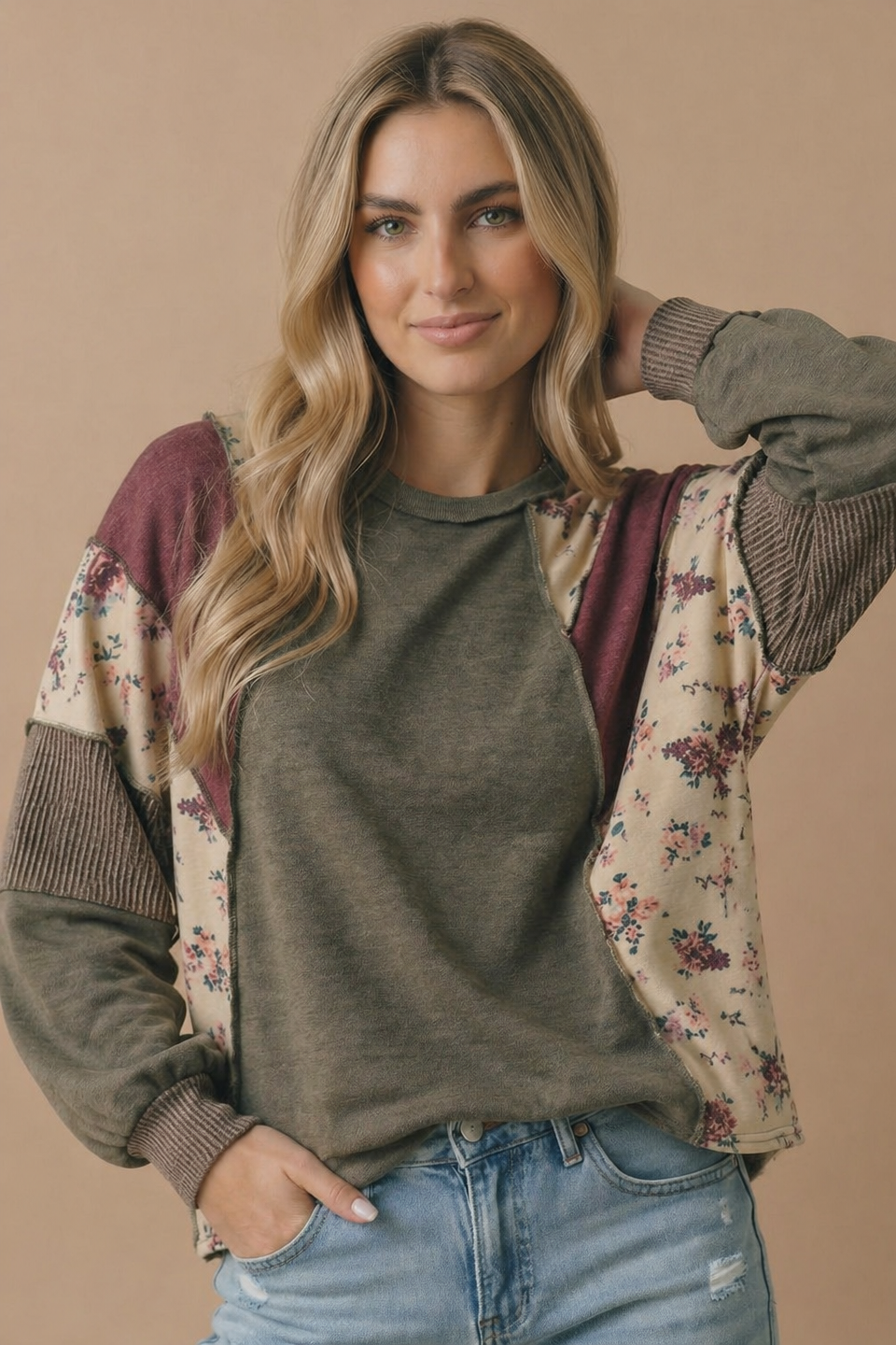 Mixed Patchwork Knit Top
