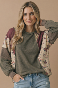 Mixed Patchwork Knit Top