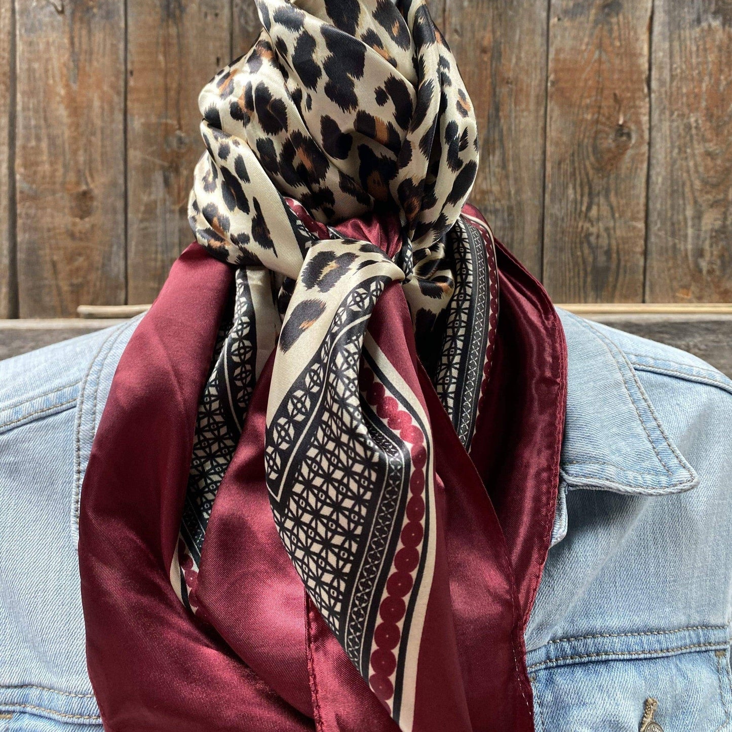 Wine Leopard Print Wild Rag
