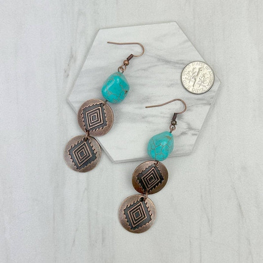 Copper with Turquoise Stone Earrings