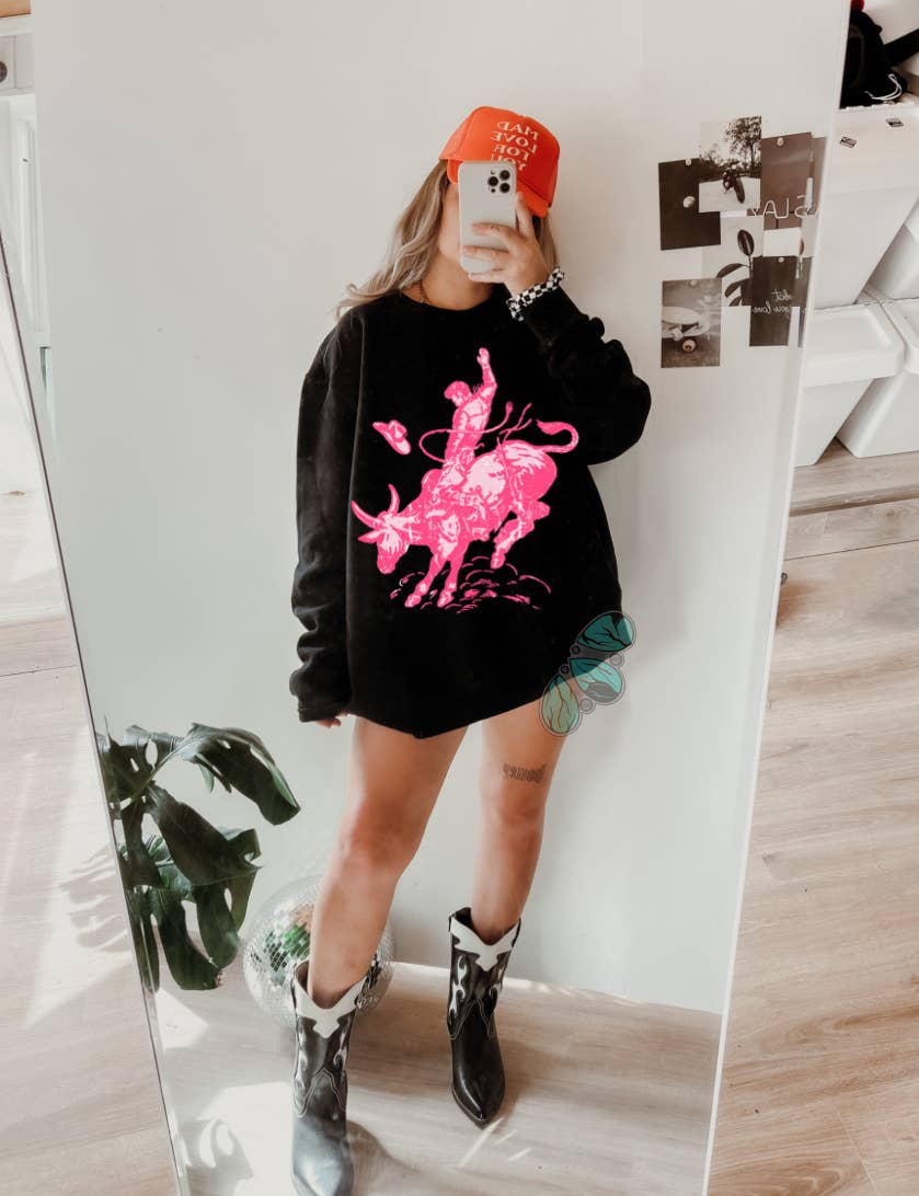 Pink Bull Rider Crewneck