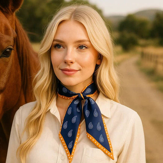 Navy and Rust Western Skinny Mini Wild Rag