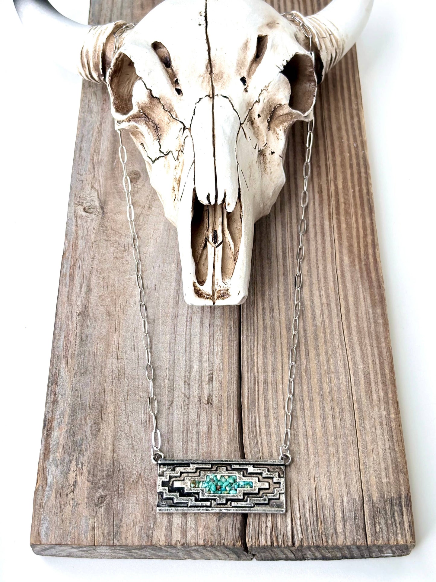 Turquoise Aztec Bar Necklace