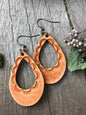 Tooled Leather Teardrop Earrings