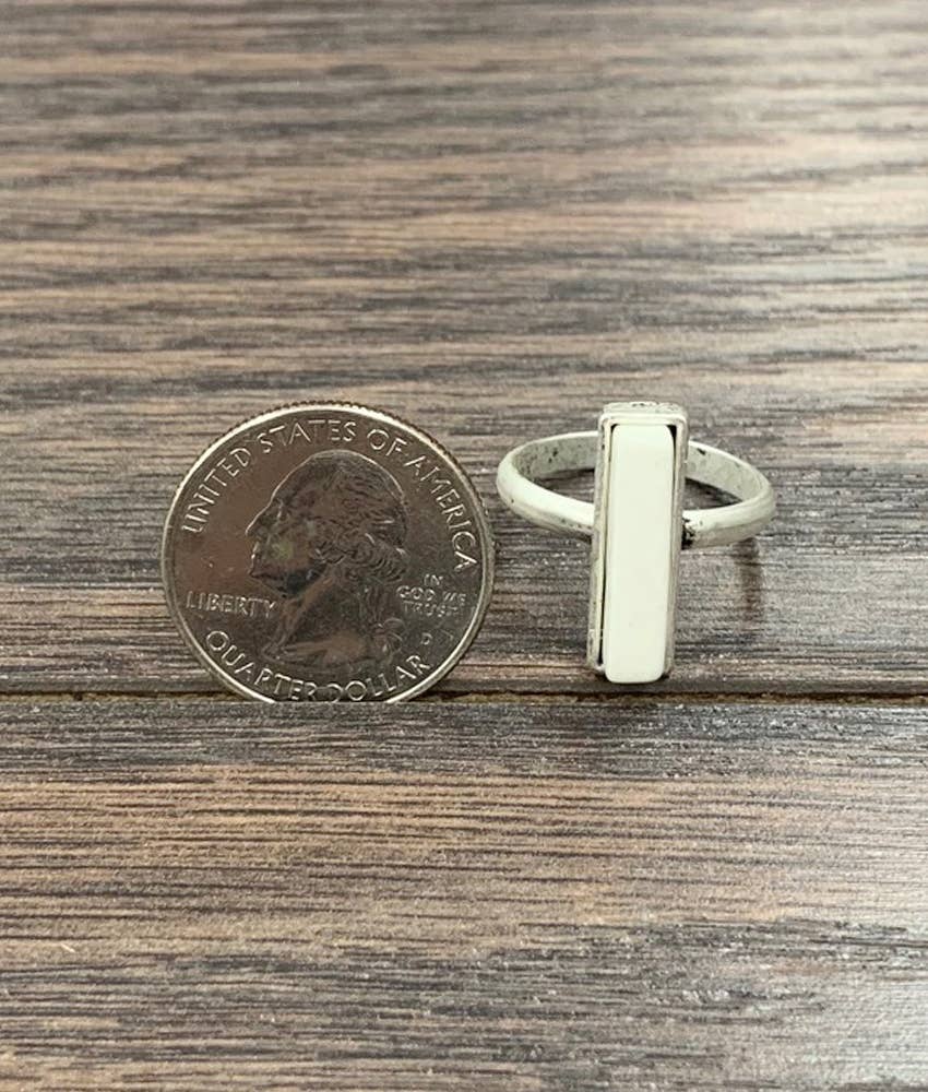 Bar White Turquoise Adjustable Ring