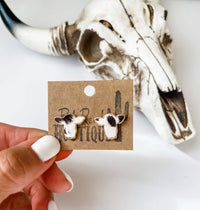 Steer Head Cowhide Stud Earrings