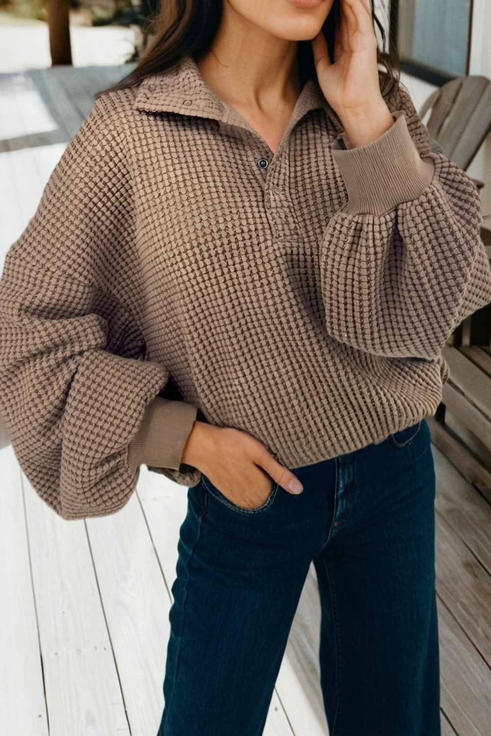 Textured Snap Button Top
