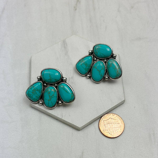 Faux Turquoise Cluster Earrings