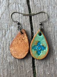 Boho Leather Teardrop Earrings