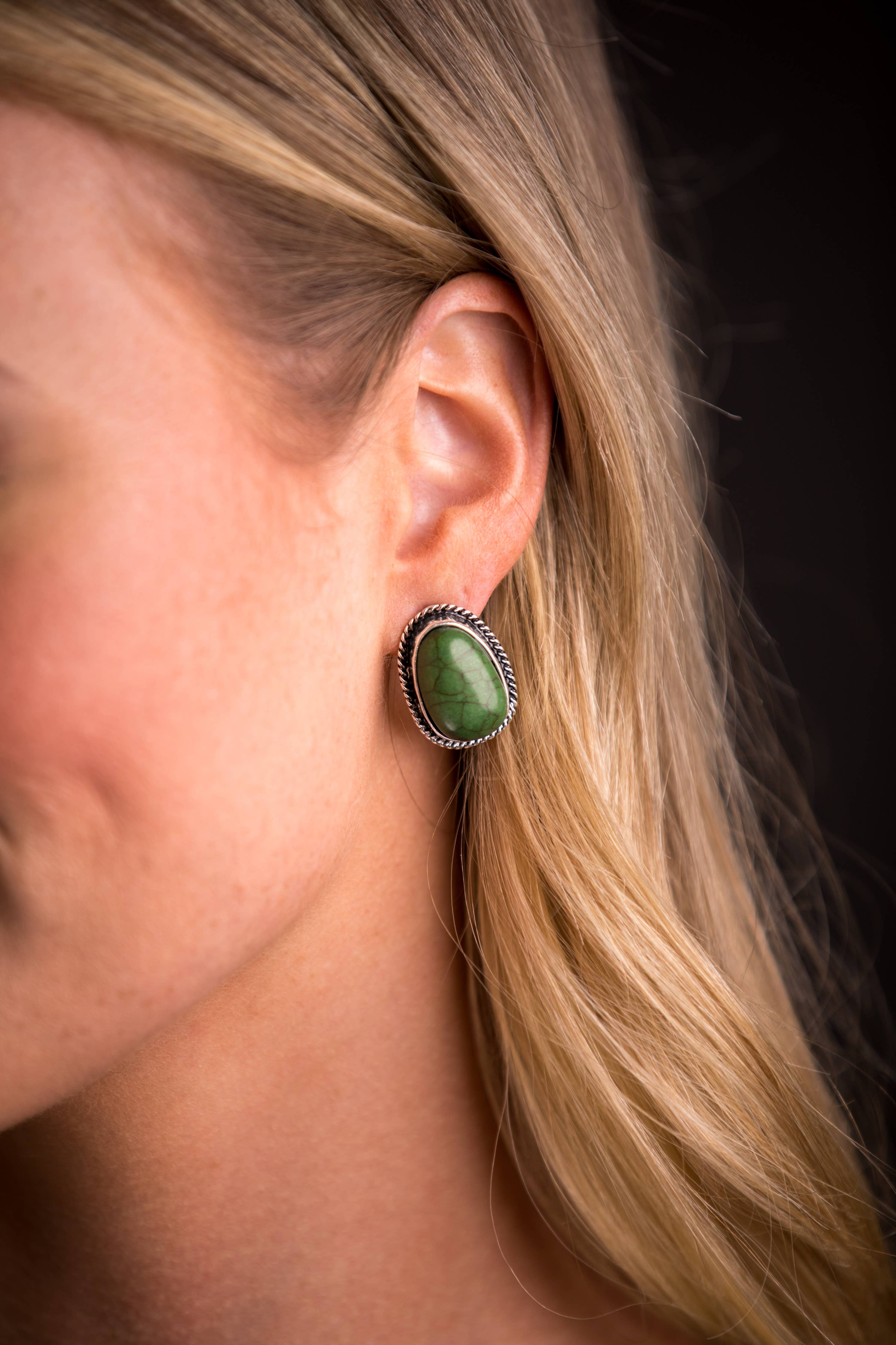 Green Post Earring
