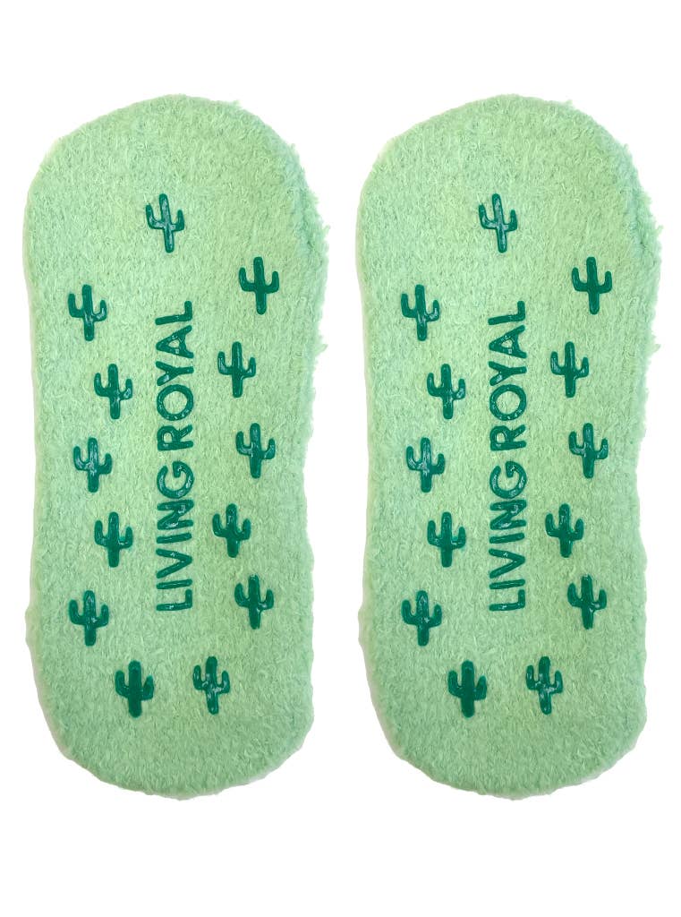 Fuzzy Cactus Slipper Socks